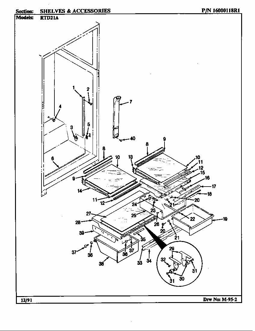 Shelves & Accessories Diagram and Parts List for RTD21A-AH71F  Maytag Refrigerator