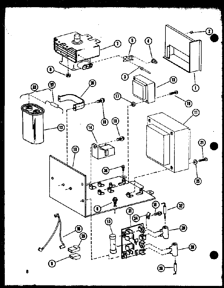 Magnetron/transformer Diagram and Parts List for R0-24-8 P73917-3M Amana Microwave