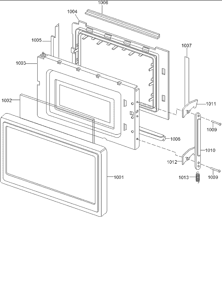 Door Diagram and Parts List for RMC810E P1180503M Amana Microwave