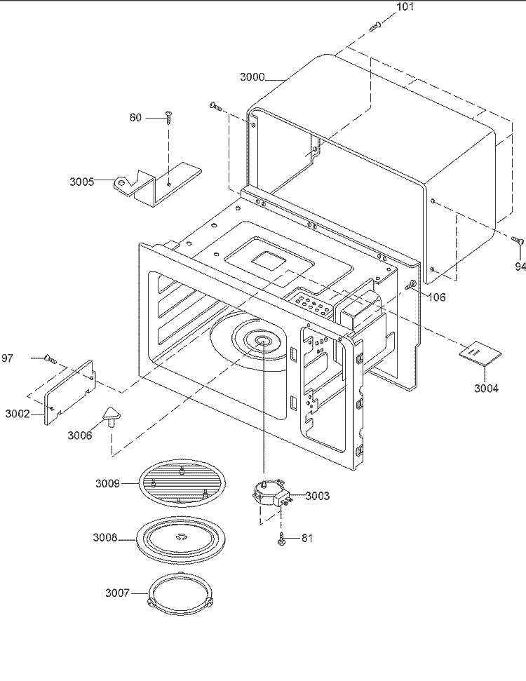 Oven Cavity Diagram and Parts List for RMC810E P1180503M Amana Microwave