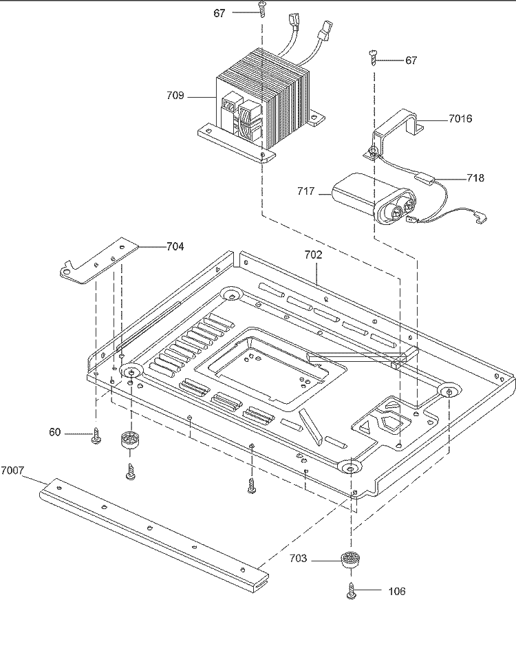 Base Plate Diagram and Parts List for RMC810E P1180503M Amana Microwave