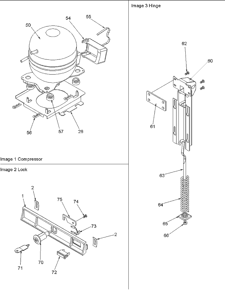 Compressor and Wiring Harness Diagram and Parts List for C221FW P1125113W W Amana Freezer
