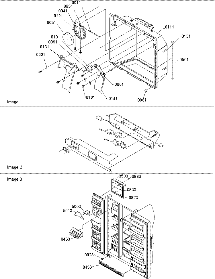 Facade Dispenser Cover, Elec Brkt Assy Diagram and Parts List for SRD20S4E P1190816W E Amana Refrigerator