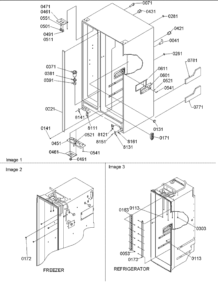 Cabinet Parts Diagram and Parts List for SRD20S4E P1190816W E Amana Refrigerator