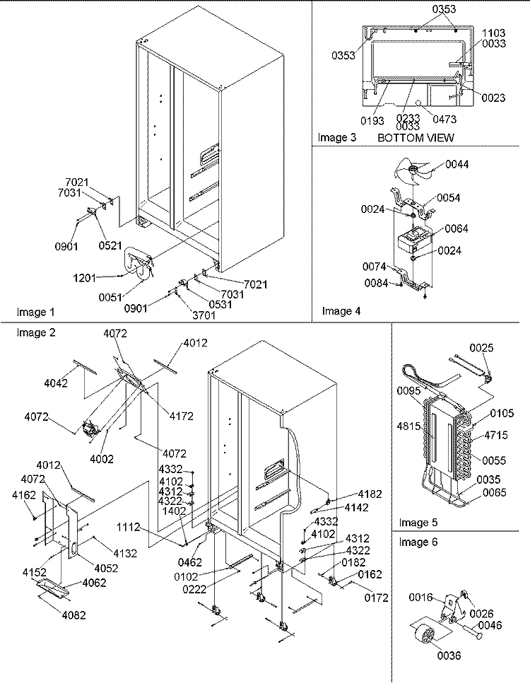 Drain, Rollers and Evap Assy Diagram and Parts List for SRD20S4E P1190816W E Amana Refrigerator