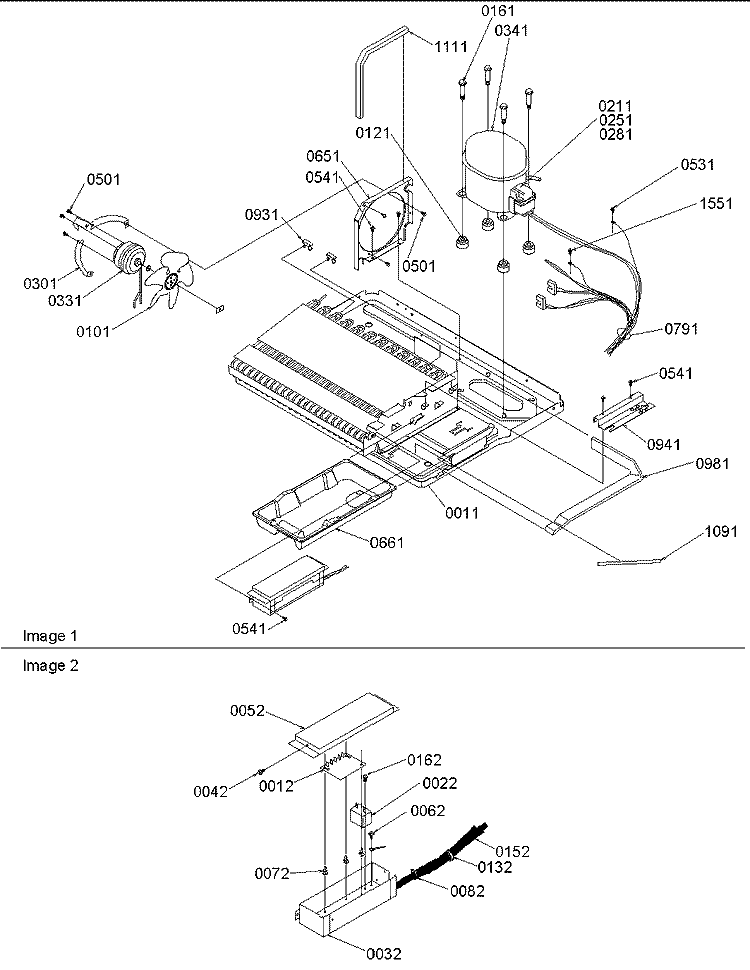 Machine Compartment Diagram and Parts List for SRD20S4E P1190816W E Amana Refrigerator