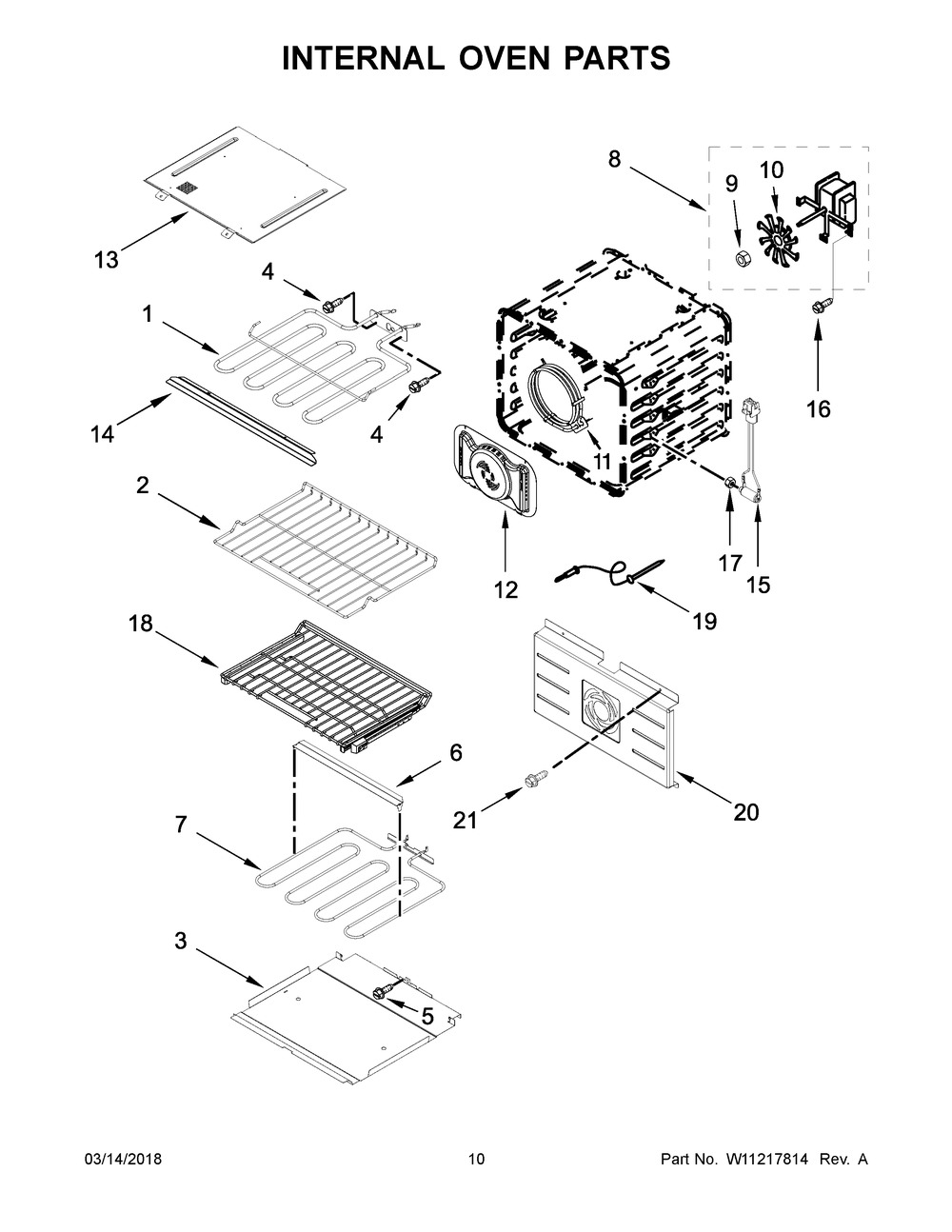 Internal Oven Parts Diagram and Parts List for JJW2730DS02  Maytag Wall Oven
