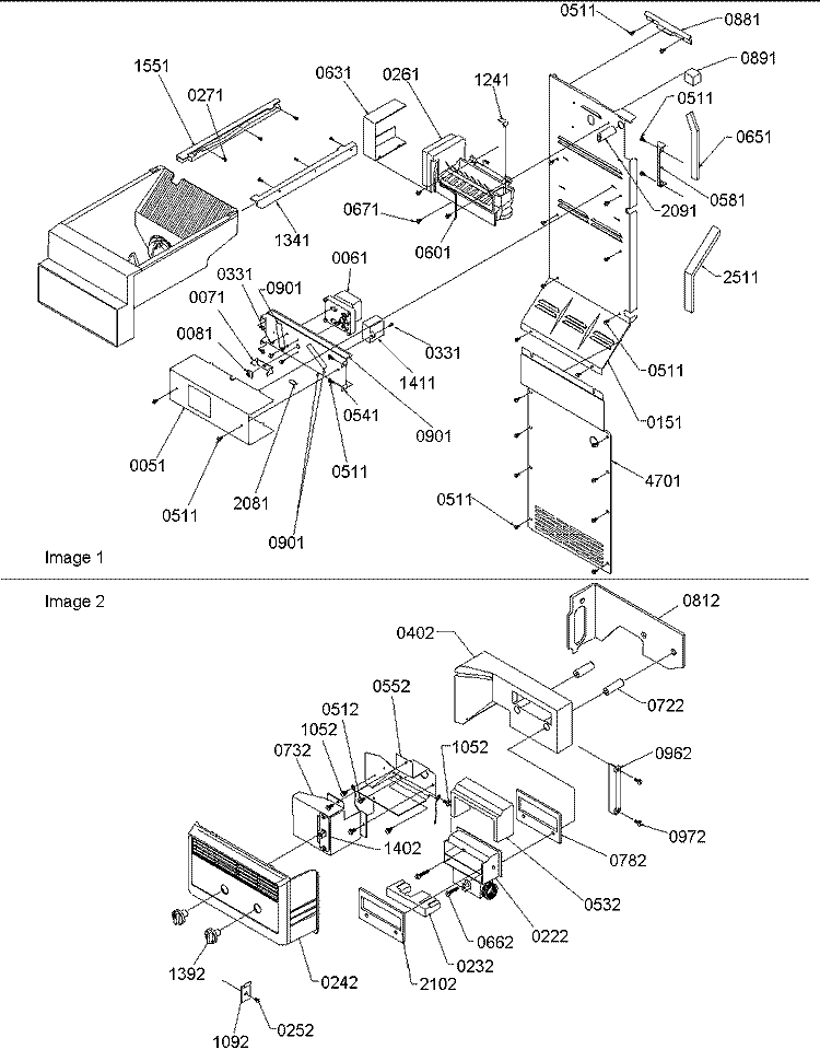 Ice Maker / Control Assy Diagram and Parts List for SRD20S4E P1190816W E Amana Refrigerator