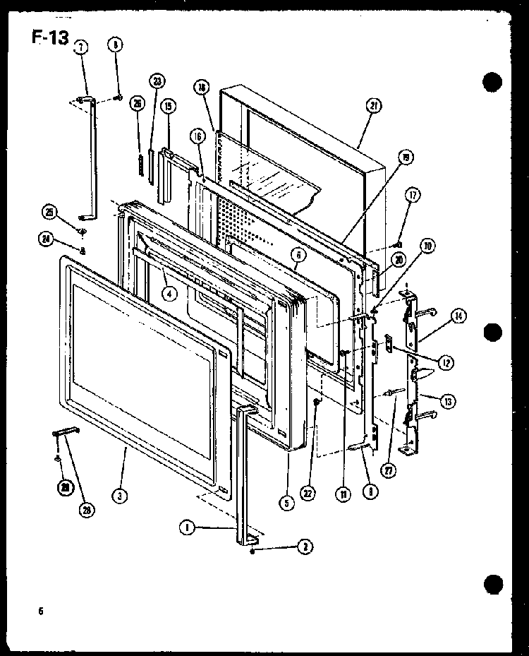 Door Diagram and Parts List for RMC-20B P74130-8M Amana Microwave