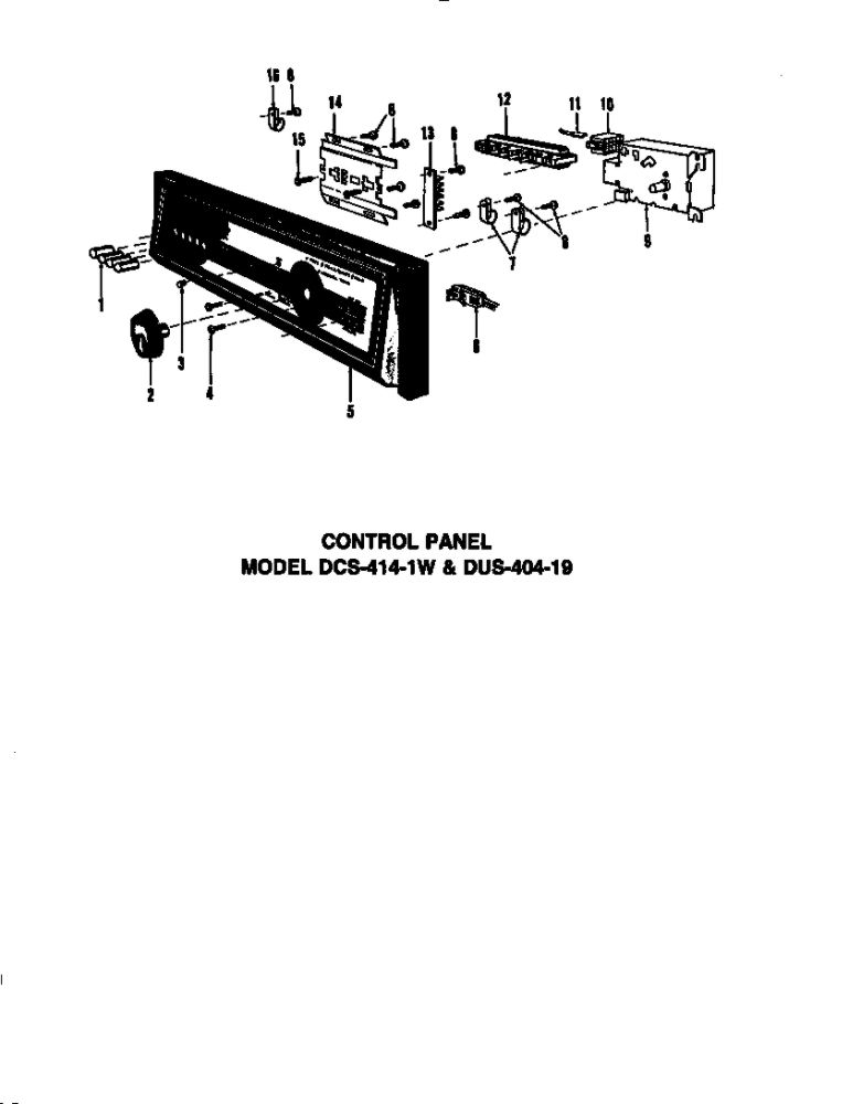 Counter Panel 1 Diagram and Parts List for DUS-414-19  Maytag Dishwasher