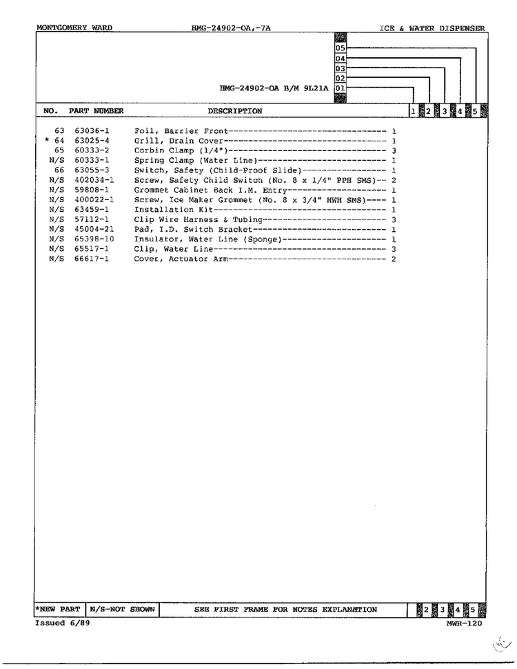 Ice And Water Dispenser Page 4 Diagram and Parts List for 24902A  Admiral Refrigerator