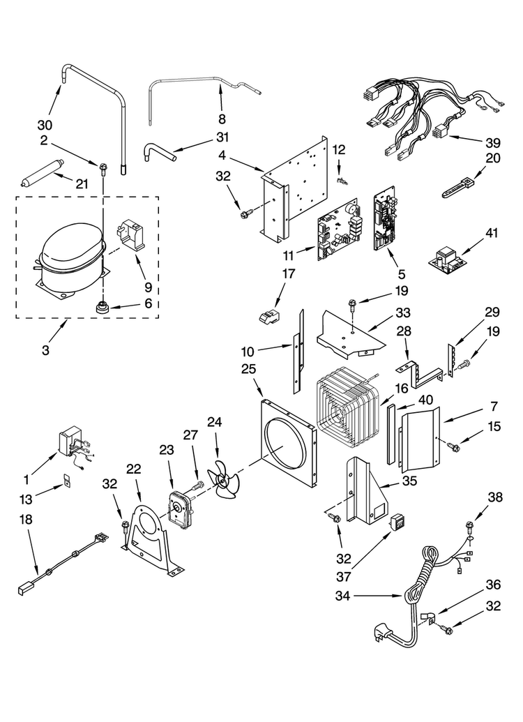 Upper Unit Parts Diagram and Parts List for JS42SEDUDB01  Jenn-Air Refrigerator