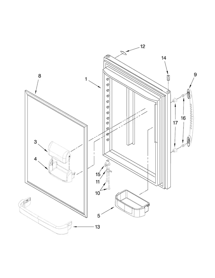 Refrigerator Door Parts Diagram and Parts List for MBF2258WEB1  Maytag Refrigerator