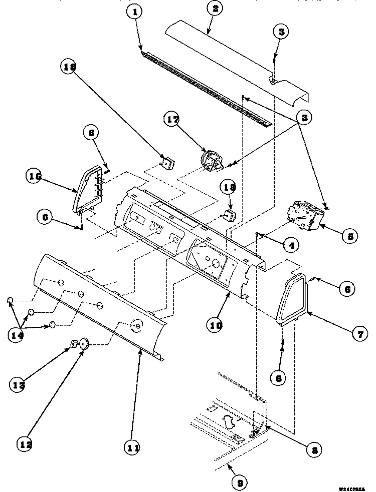GRAPHIC PANEL, CTRL MTG PLATE AND CTRLS Diagram and Parts List for LW6153LM PLW6153LMA Amana Washer