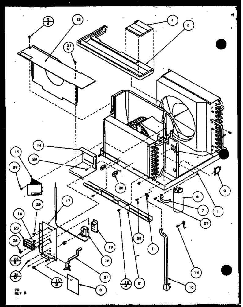 Interior Parts Diagram and Parts List for 7P2MB P1114103R Amana Air Conditioner