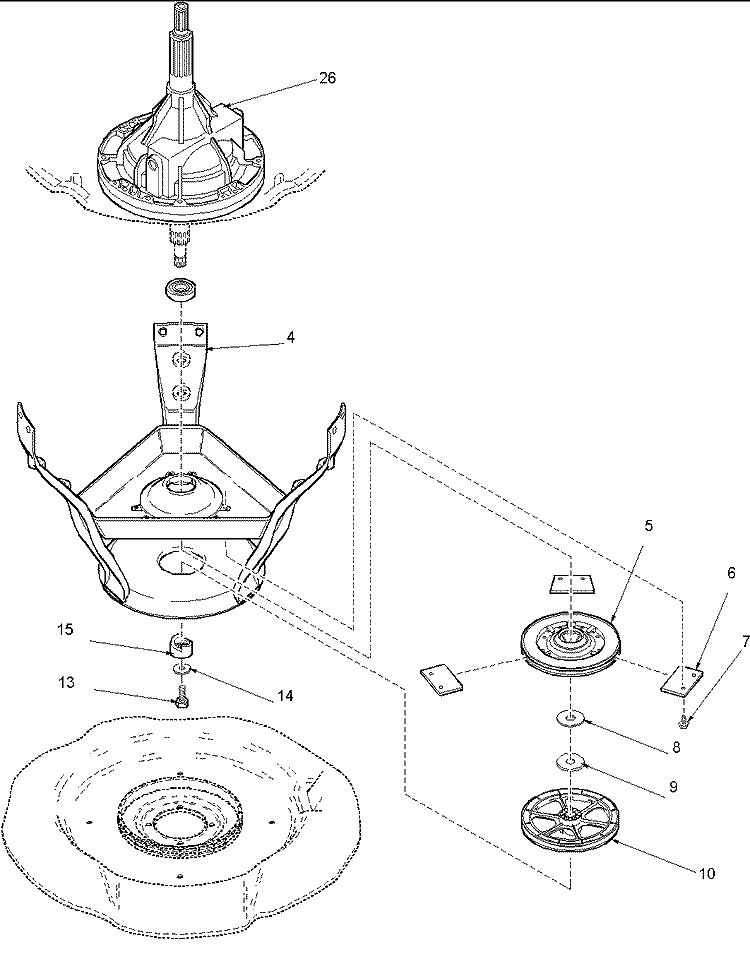 BEARINGS, BRAKE & PULLEY & TRANSMISSION Diagram and Parts List for LWG65AW PLWG65AW Amana Washer