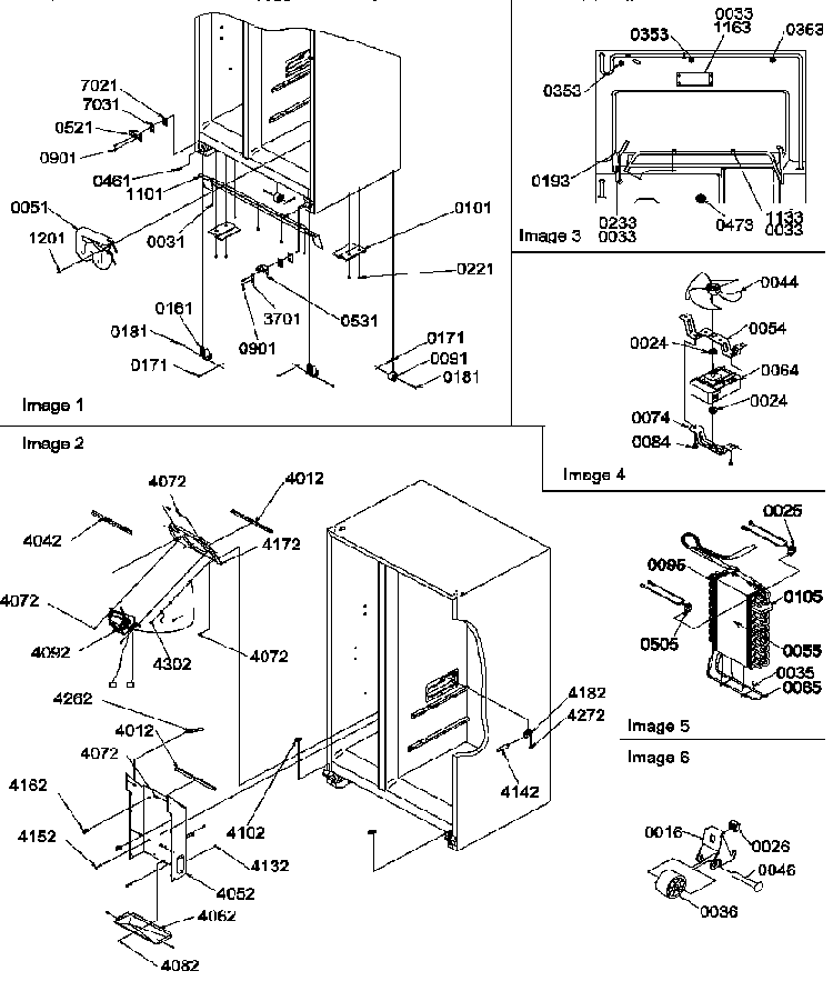 Drain Systems, Rollers, And Evaporator Assy Diagram and Parts List for SRD327S3L-P1307104WL  Amana Refrigerator