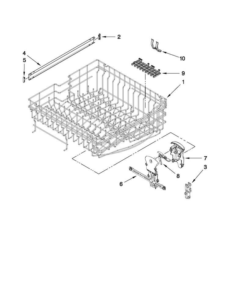 Upper Rack And Track Parts Diagram and Parts List for MDB8959AWB1  Maytag Dishwasher