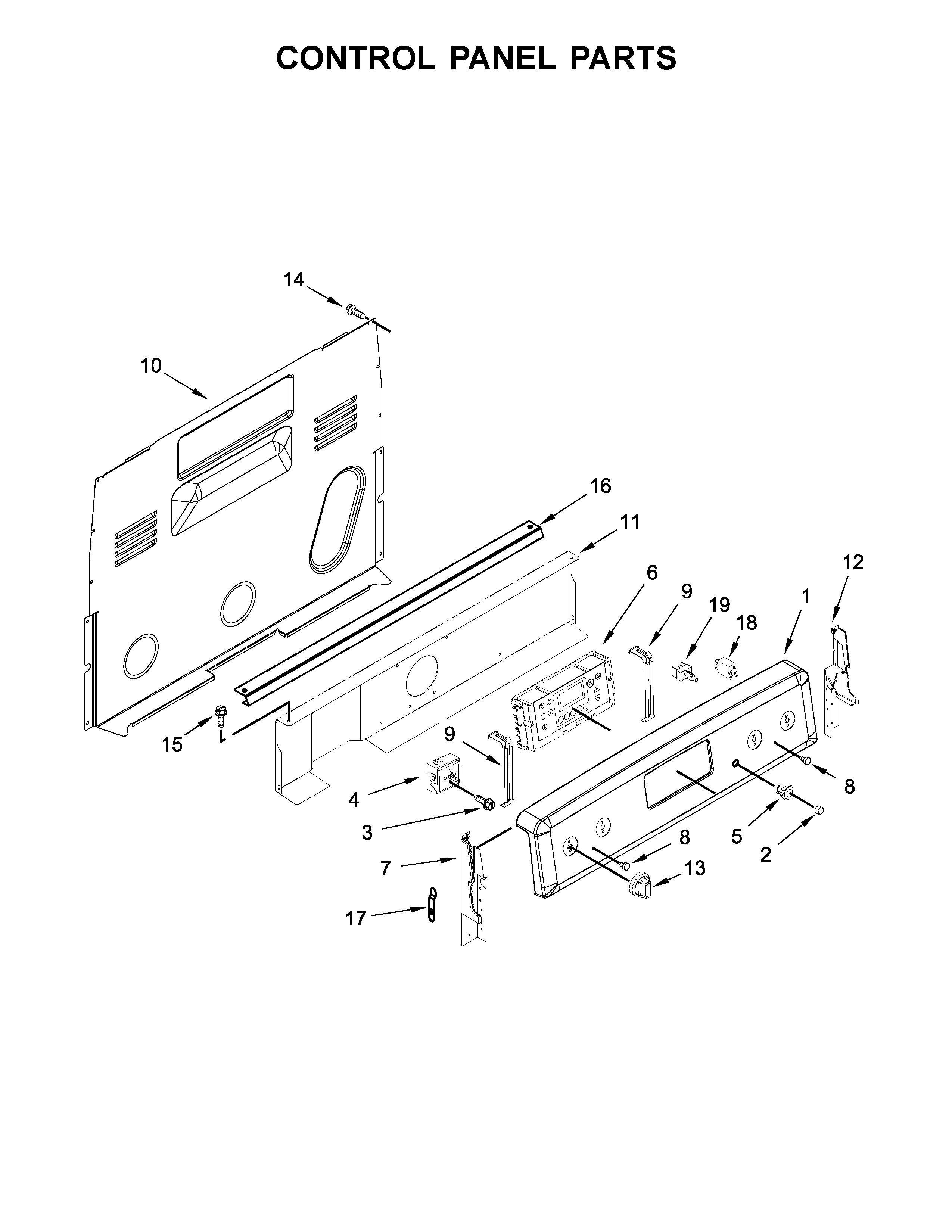 Control Panel Parts Diagram and Parts List for MER8700DE1  Maytag Range
