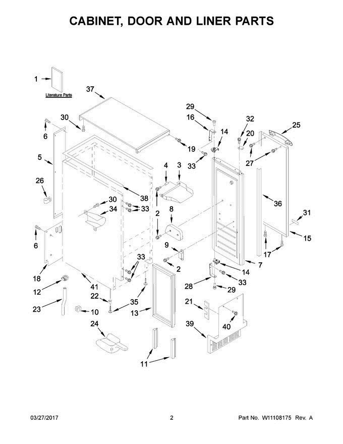 02 - Cabinet, Door And Liner Parts Diagram and Parts List for JIM158XYRS2  Jenn-Air Ice Maker
