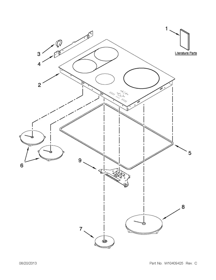 Cooktop Parts Diagram and Parts List for JIC4430XB00  Jenn-Air Cooktop