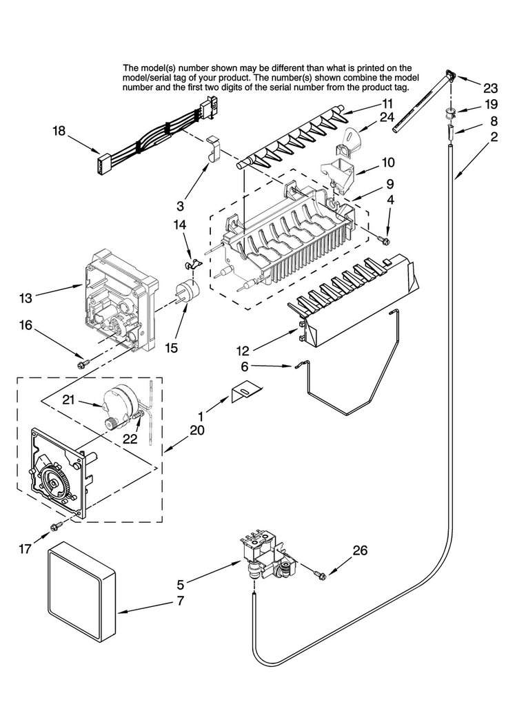 Icemaker Parts Diagram and Parts List for JFC2290VTB10  Jenn-Air Refrigerator