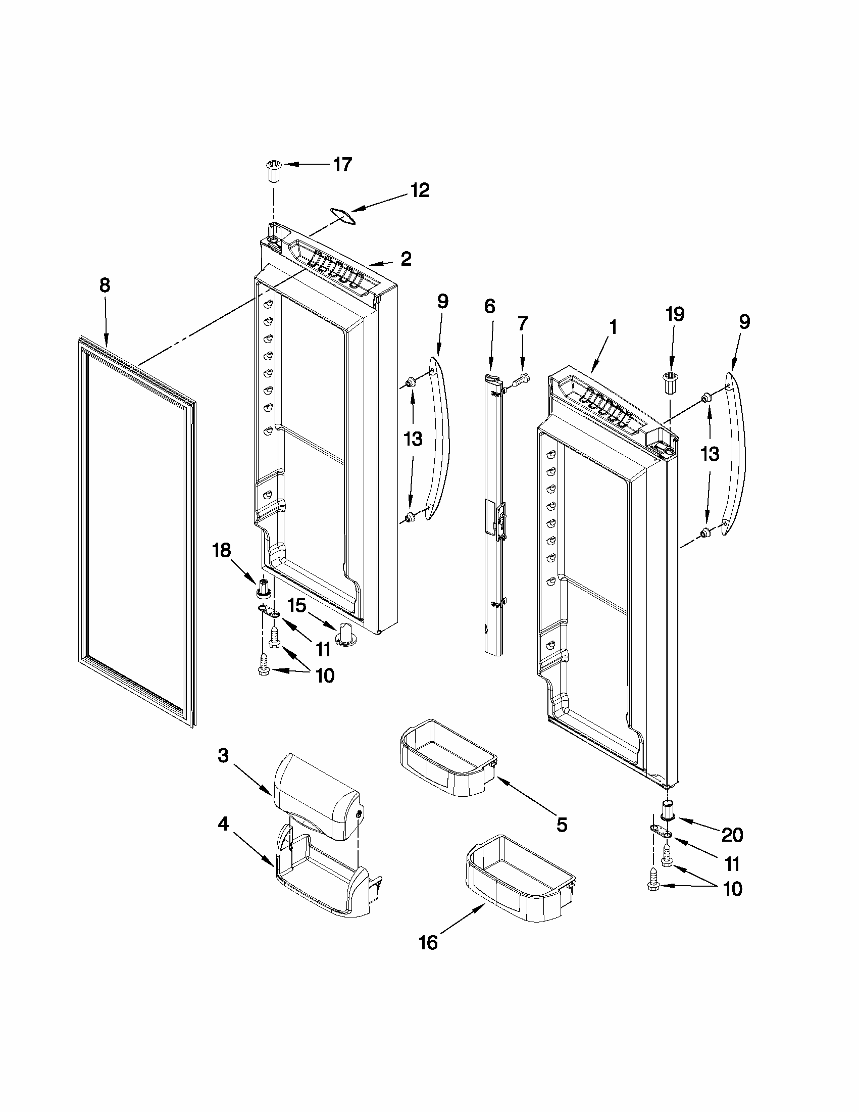Refrigerator Door Parts Diagram and Parts List for G37026FEAS5  Maytag Refrigerator