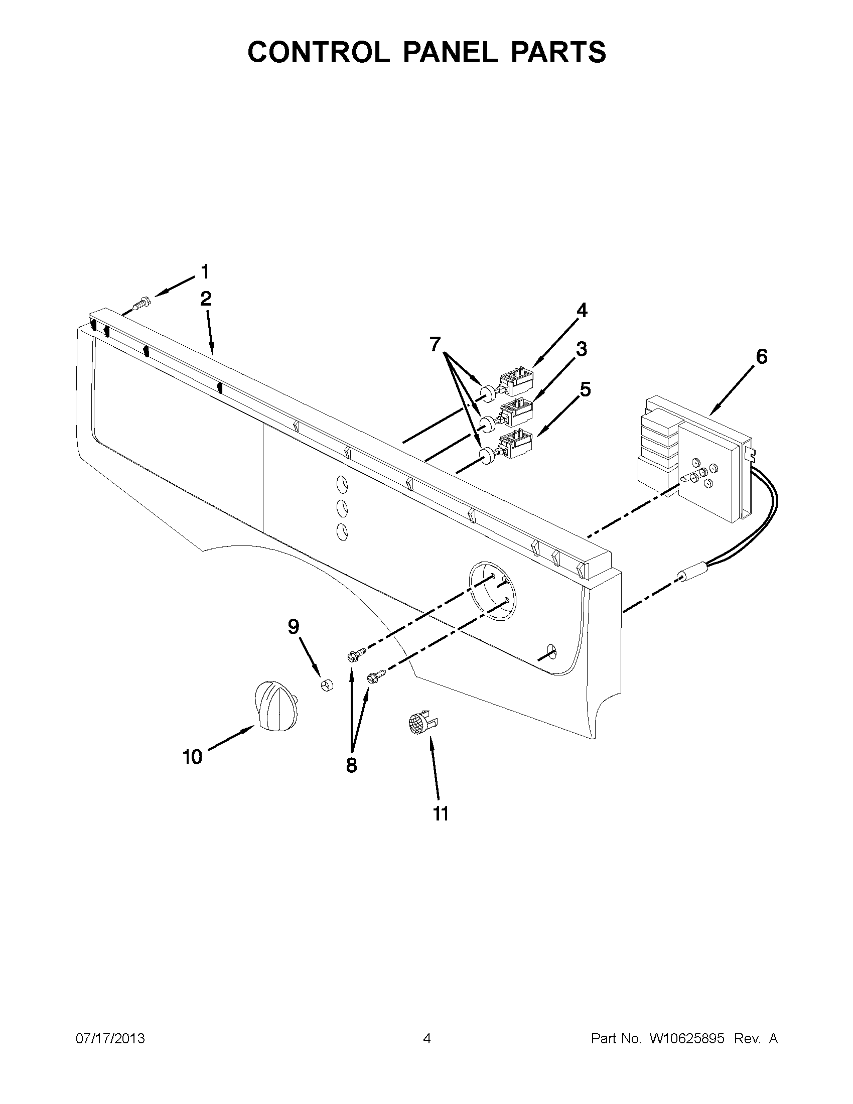02 - CONTROL PANEL PARTS Diagram and Parts List for YMED7500YW1  Maytag Dryer