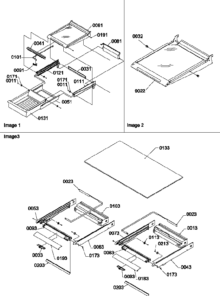 Shelving And Crisper Assemblies Diagram and Parts List for TR521VW-P1322601WW  Amana Refrigerator