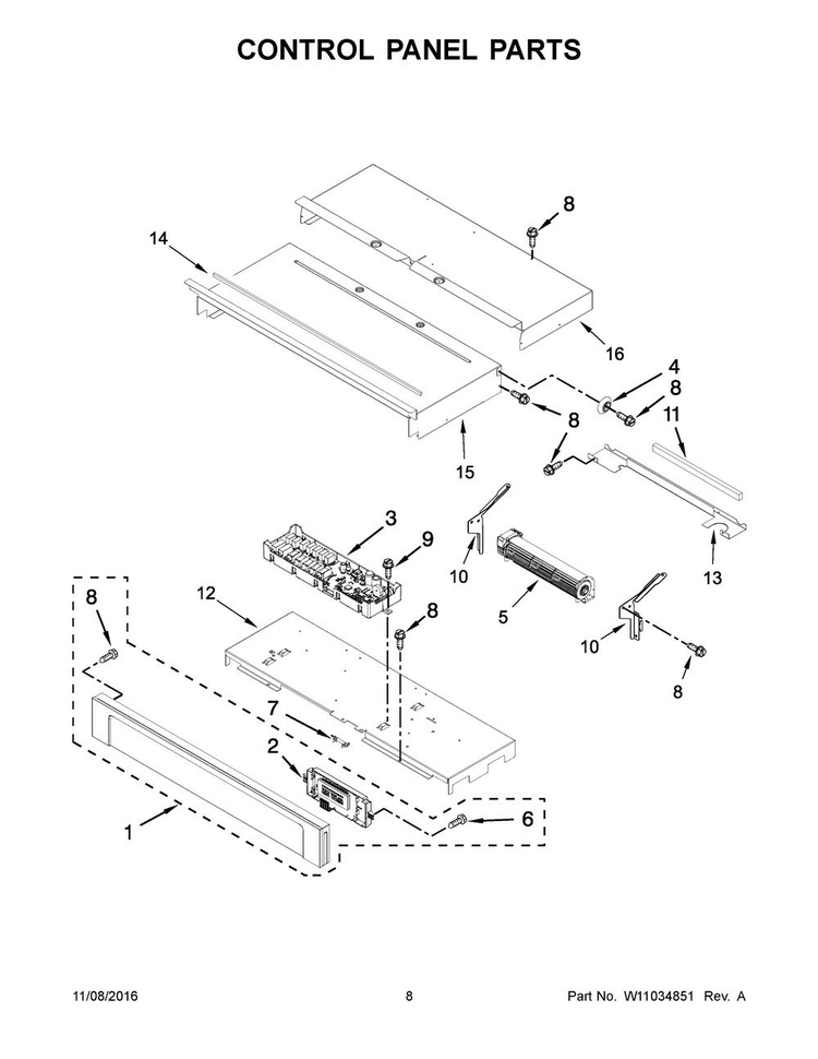 Control Panel Parts Diagram and Parts List for MEW9527FZ02  Maytag Wall Oven