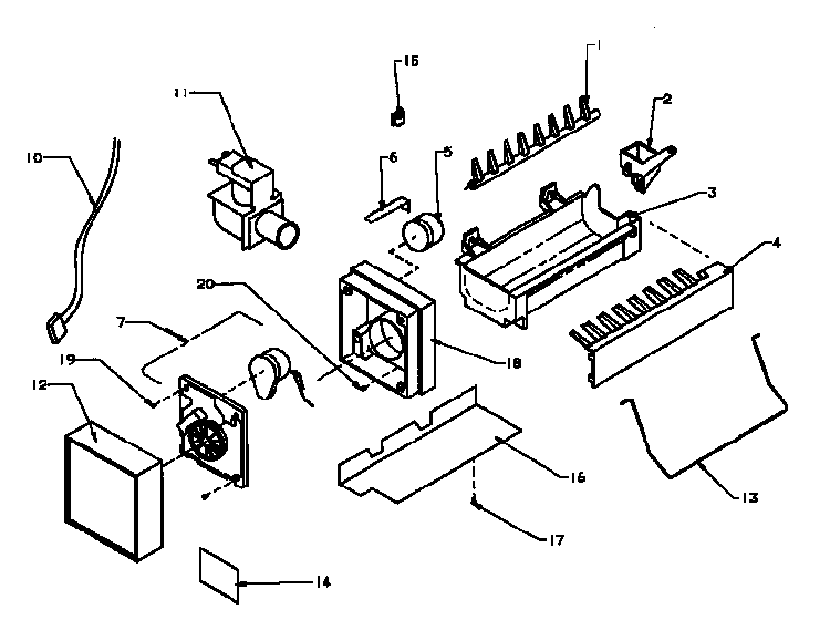 8-cube Compact Ice Maker Diagram and Parts List for 85165-P1117113WE  Amana Refrigerator