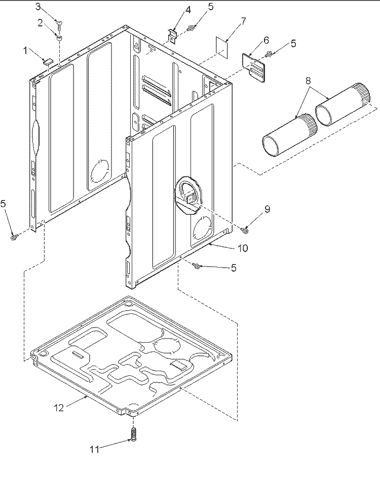 CABINET AND BASE Diagram and Parts List for LGD32AW PLGD32AW Amana Dryer