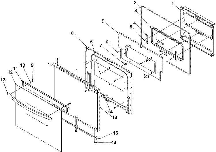 OVEN DOOR Diagram and Parts List for AOES2730WW P1132357NWW Amana Wall Oven