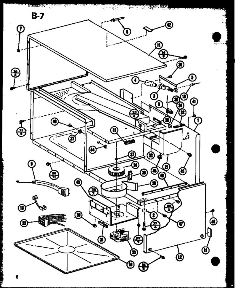 Outer Cabinet/Blower Diagram and Parts List for RR-810 P75592-4M Amana Microwave