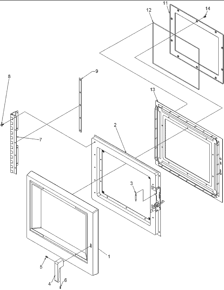 Door Assembly Diagram and Parts List for CMM2000CS P1194122M Menumaster Microwave