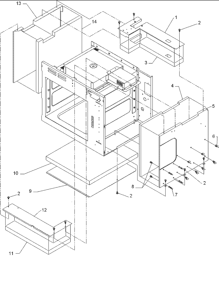 Outer Cabinet Assembly Diagram and Parts List for CMM2000CS P1194122M Menumaster Microwave