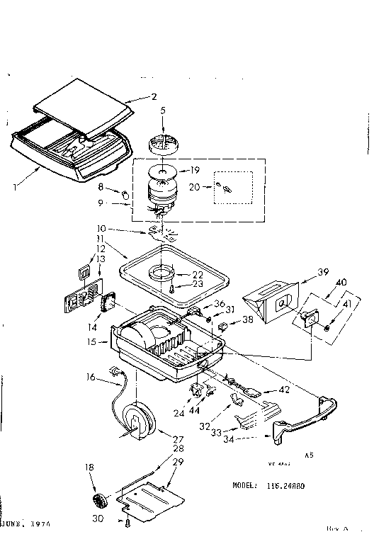 Base Assembly Diagram and Parts List for 11624880  Kenmore Filters & Accessories