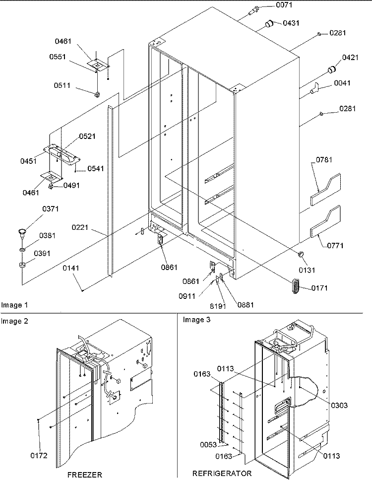 Cabinet Parts Diagram and Parts List for SGD26VL P1315208W L Amana Refrigerator