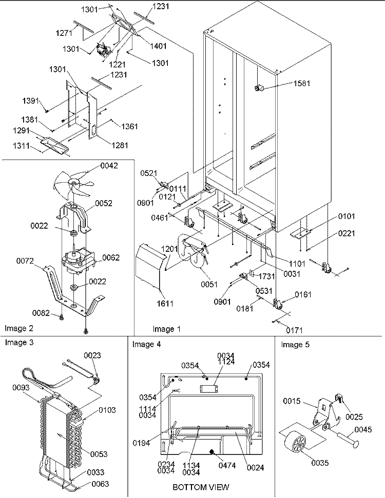 Drain, Rollers, and Evap Assy Diagram and Parts List for SGD26VL P1315208W L Amana Refrigerator