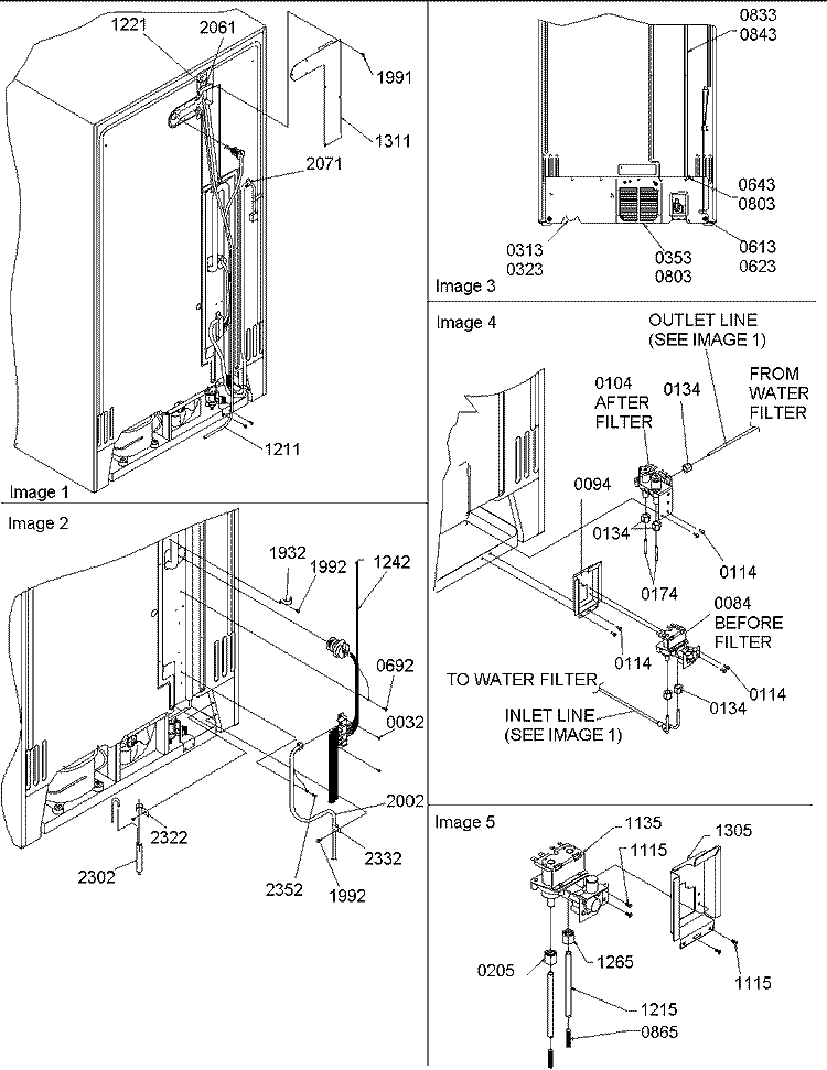 Cabinet Back Diagram and Parts List for SGD26VL P1315208W L Amana Refrigerator