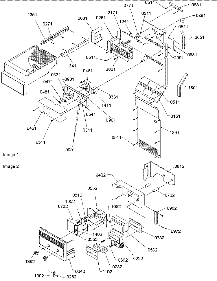 Ice Maker / Control Assy Diagram and Parts List for SGD26VL P1315208W L Amana Refrigerator