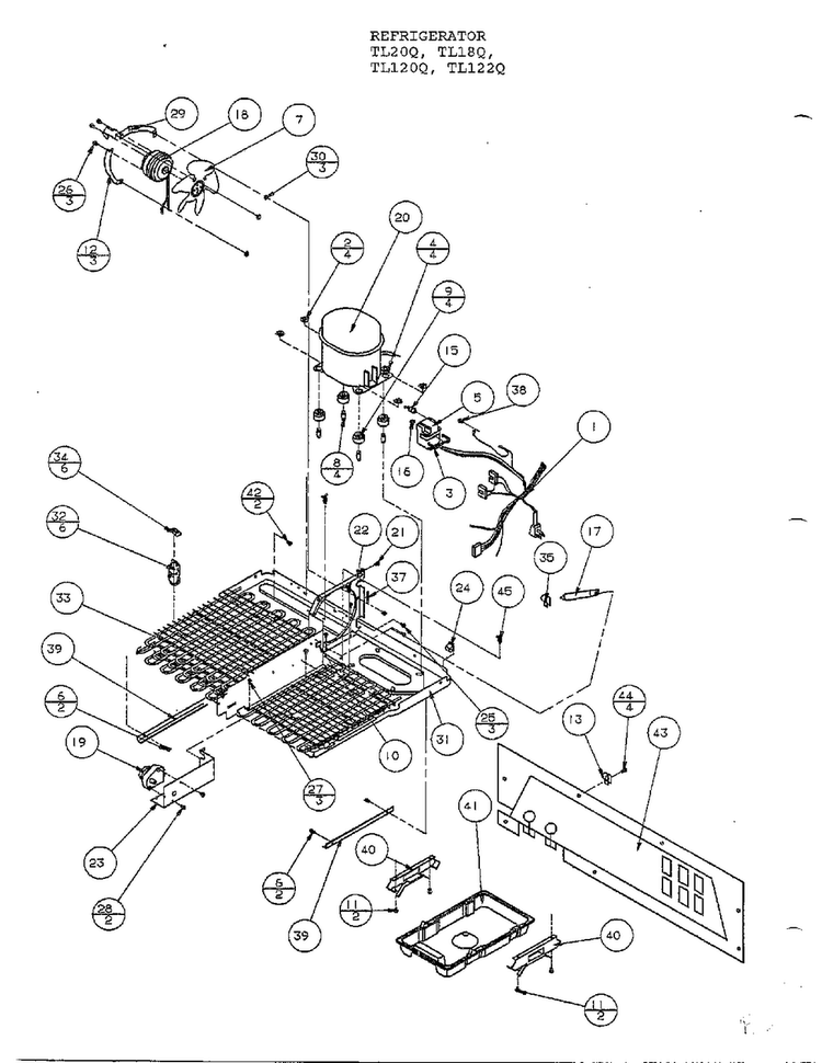 Tecumseh Compressor Diagram and Parts List for TL120Q  Amana Refrigerator
