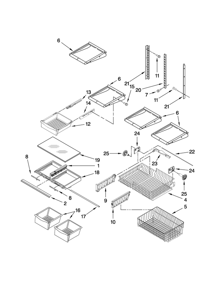 Shelf Parts Diagram and Parts List for MBF1958WES1  Maytag Refrigerator