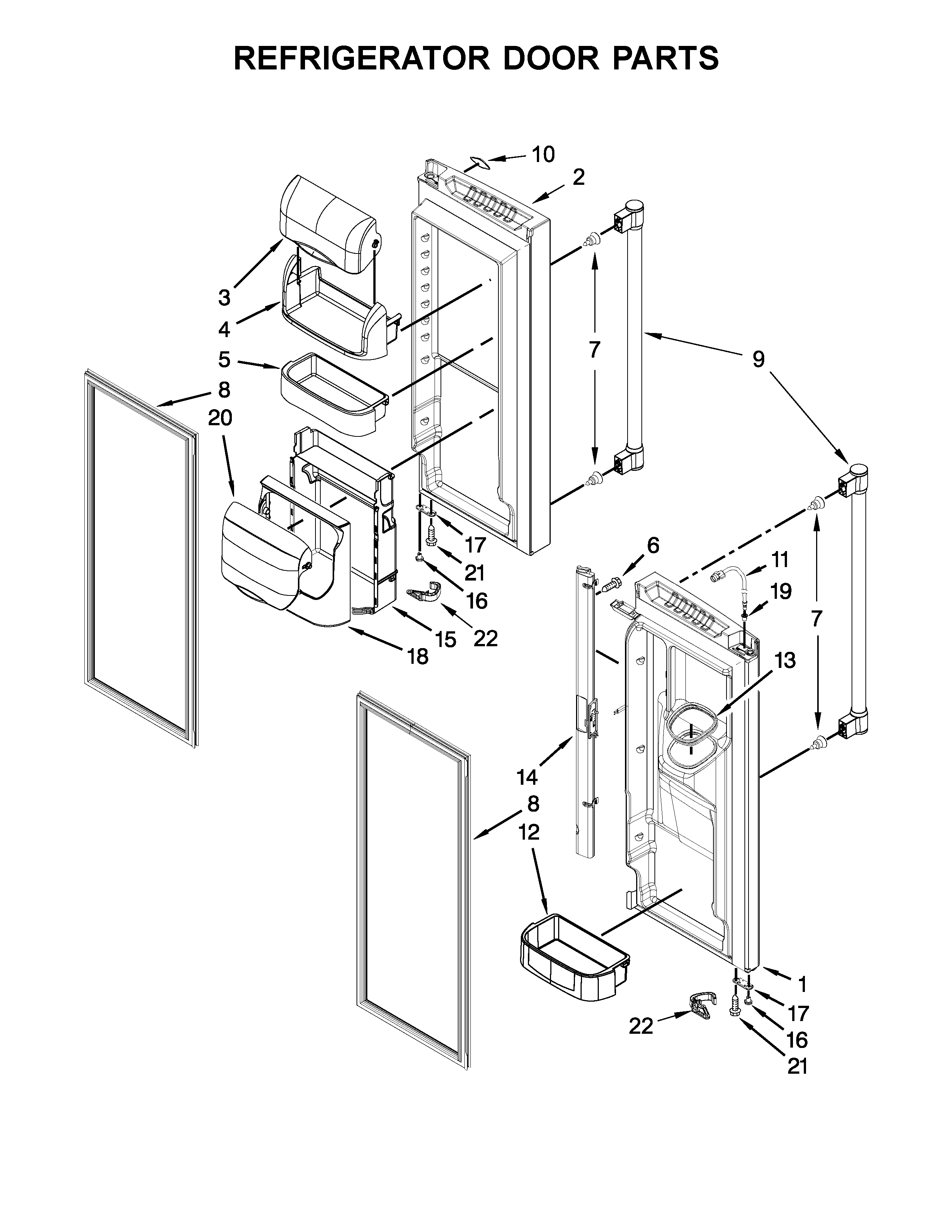 Refrigerator Door Parts Diagram and Parts List for MFI2269DRM01  Maytag Refrigerator