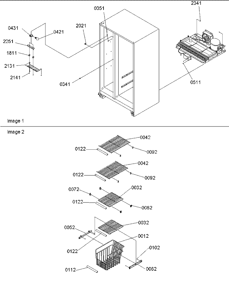 Freezer Shelves and Lights Diagram and Parts List for SX23VL P1315401W L Amana Refrigerator