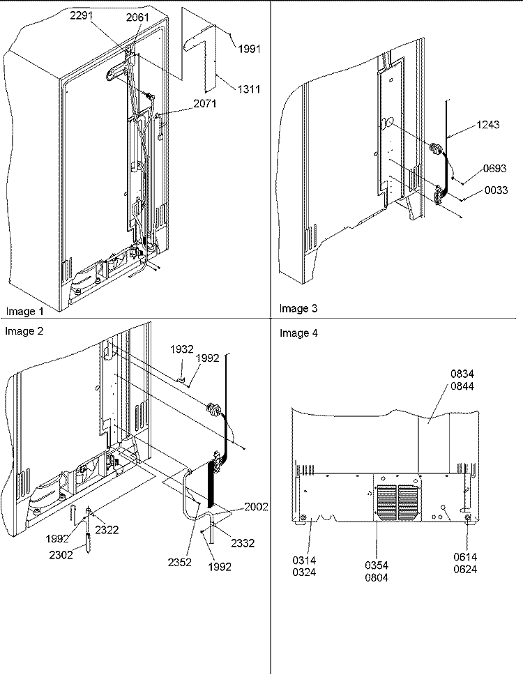 Cabinet Back Diagram and Parts List for SX23VL P1315401W L Amana Refrigerator