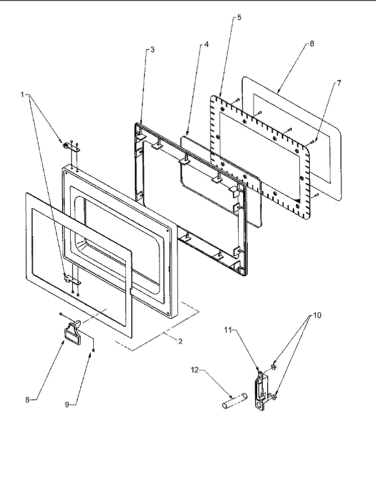 Door Diagram and Parts List for FS8EVP P1185602M Menumaster Microwave