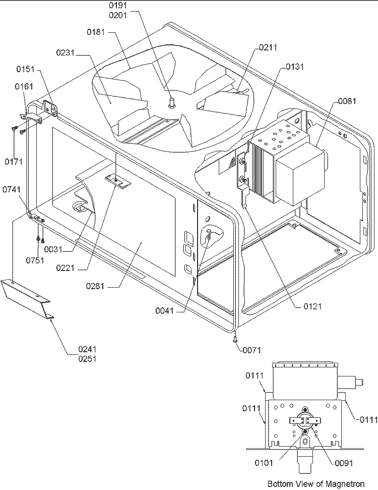 CAVITY Diagram and Parts List for GCSAND8LW P1186706M Menumaster Microwave
