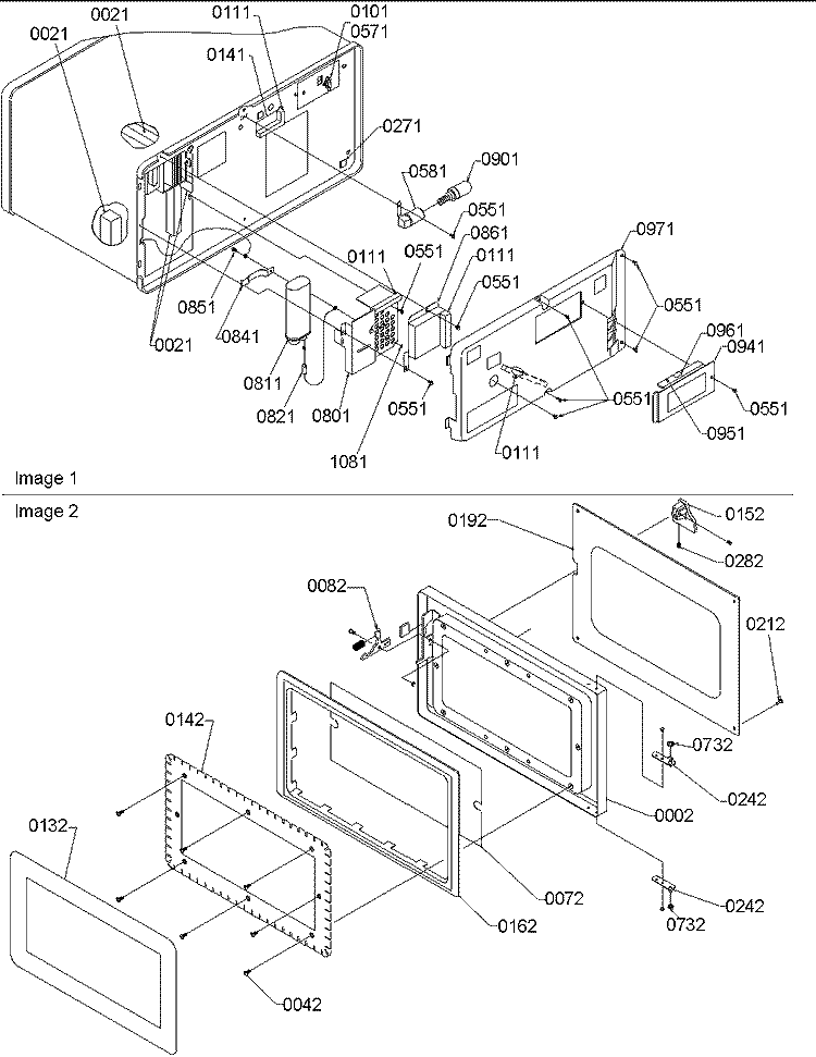 ELECTRICAL COMPONENTS / DOOR Diagram and Parts List for GCSAND8LW P1186706M Menumaster Microwave