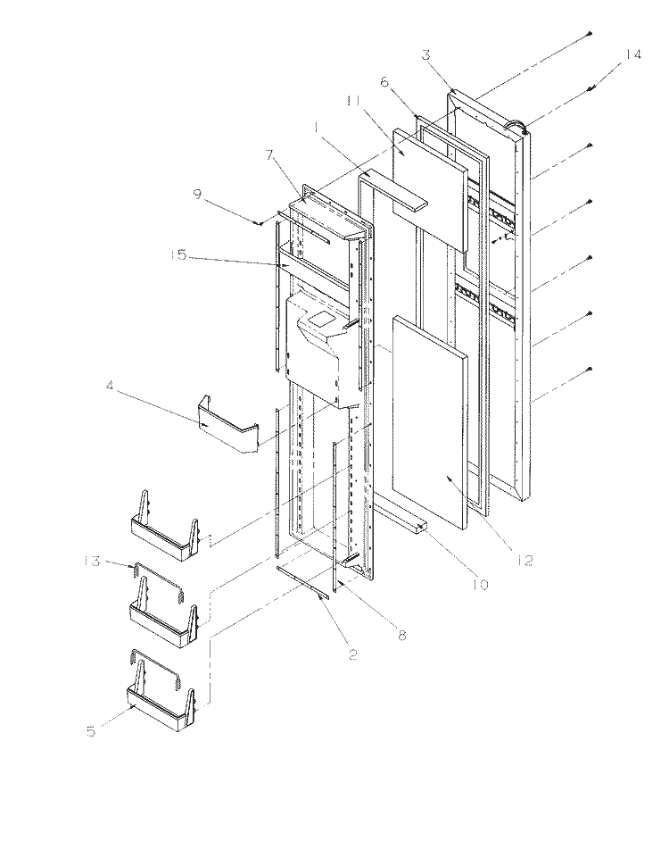 Freezer Door Diagram and Parts List for SRD526SL P1184801W L Amana Refrigerator
